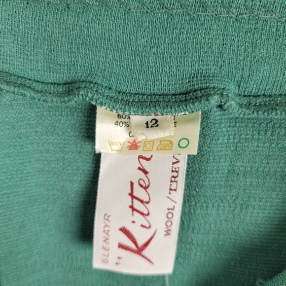 Vintage Glenayr Kitten Kelly Green Full Length Maxi Wool Blend A-Line Skirt 12 - Picture 3 of 6